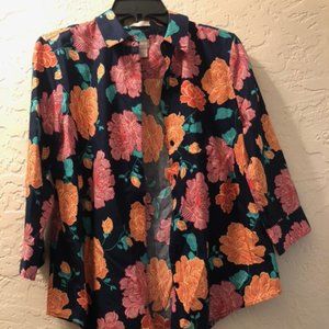 chico's floral-patterned button-down shirt